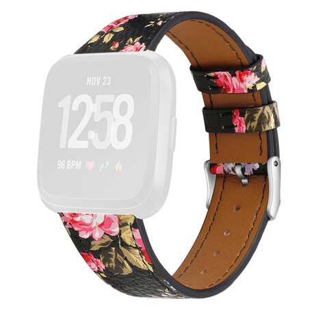 Fitbit Versa 1 / 2 & Lite Lederband - Blumendruck rosa