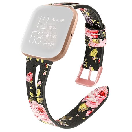 Fitbit Versa 1 / 2 & Lite Armband TPU Leder - Blumendruck