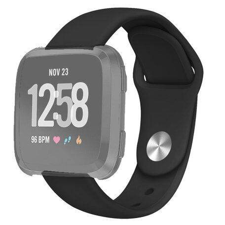 Fitbit Versa 1 / 2 & Lite Silikonband - Größe: Groß - Schwarz