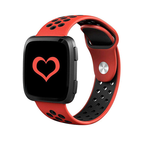 Fitbit Versa Sportband 1 / 2 & Lite - Größe: Groß - Rot + Schwarz