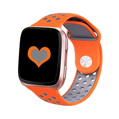 Fitbit Versa 1 / 2 & Lite Sportband - Größe: Groß - Orange + Grau