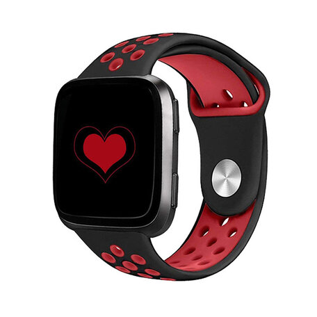 Fitbit Versa 1 / 2 & Lite Sportband - Größe: Groß - Schwarz + Rot