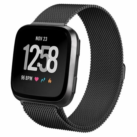 Fitbit Versa 1 / 2 & Lite milanaise Armband - Größe: Klein - Schwarz