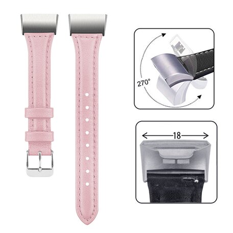 Fitbit Charge 3 & 4 Slim Fit Lederband - Rosa