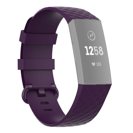 Fitbit Charge 3 & 4 Silikonband mit Rautenmuster - Größe: Klein - Dunkelviolett