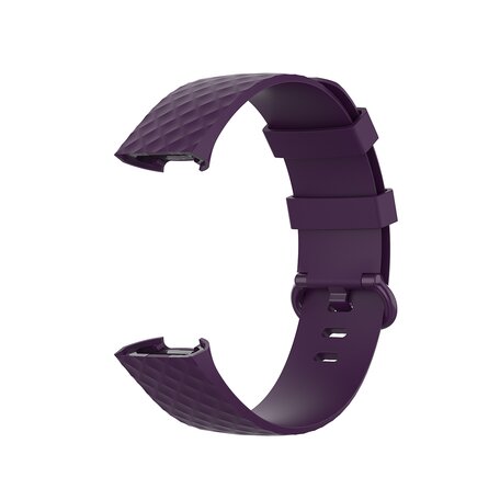 Fitbit Charge 3 & 4 Silikonband mit Rautenmuster - Größe: Klein - Dunkelviolett