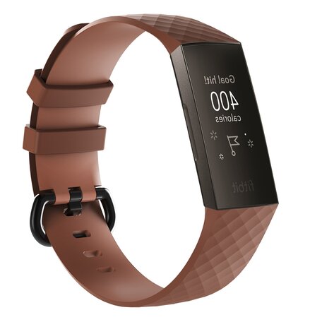 Fitbit Charge 3 & 4 Silikonband mit Rautenmuster - Größe: Klein - Kaffee