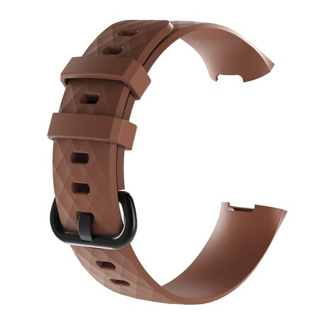 Fitbit Charge 3 & 4 Silikonband mit Rautenmuster - Größe: Klein - Kaffee