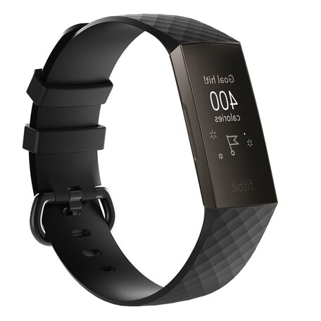 Fitbit Charge 3 & 4 Silikonband mit Rautenmuster - Größe: Klein - Schwarz