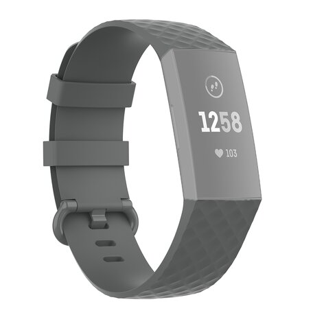 Fitbit Charge 3 & 4 Silikonband mit Diamantmuster - Größe: Klein - Grau