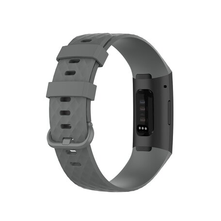 Fitbit Charge 3 & 4 Silikonband mit Diamantmuster - Größe: Klein - Grau