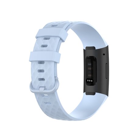 Fitbit Charge 3 & 4 Silikonband mit Diamantmuster - Größe: Klein - Hellblau