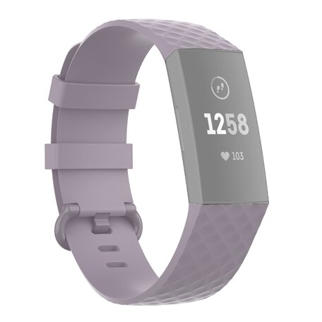 Fitbit Charge 3 & 4 Silikonband mit Rautenmuster - Größe: Klein - Hellviolett