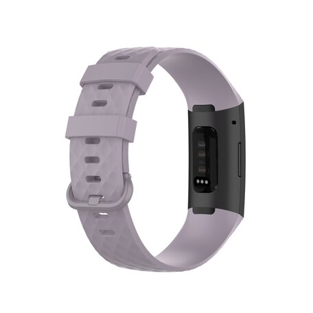 Fitbit Charge 3 & 4 Silikonband mit Rautenmuster - Größe: Klein - Hellviolett