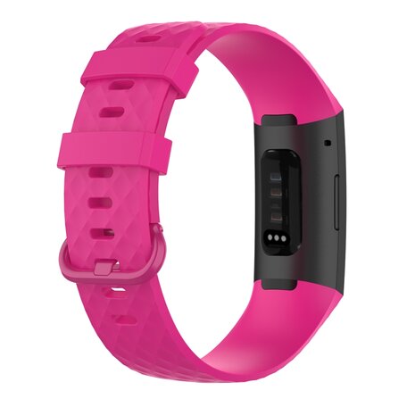 Fitbit Charge 3 & 4 Silikonband mit Rautenmuster - Größe: Klein - Rosa