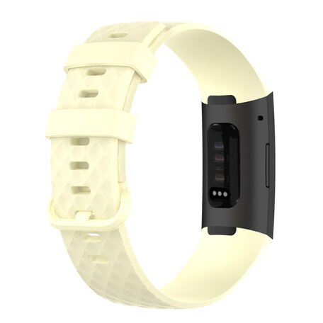 Fitbit Charge 3 & 4 Silikonband mit Rautenmuster - Größe: Large - Hellgelb