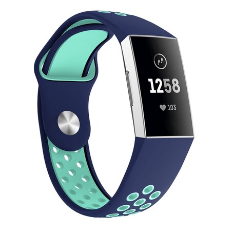 Fitbit Charge 3 & 4 Silikon DOT Armband - Mint / Blau - Größe: Groß