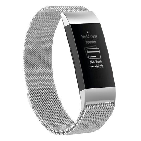 Fitbit Charge 3 & 4 milanaise Armband - Größe: Klein - Silber