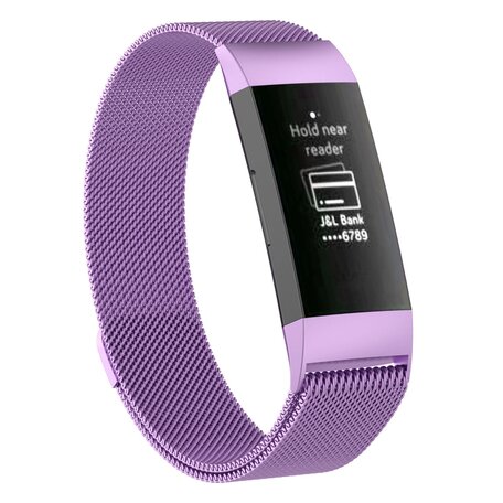 Fitbit Charge 3 & 4 milanaise Armband - Größe: Klein - Hell lila