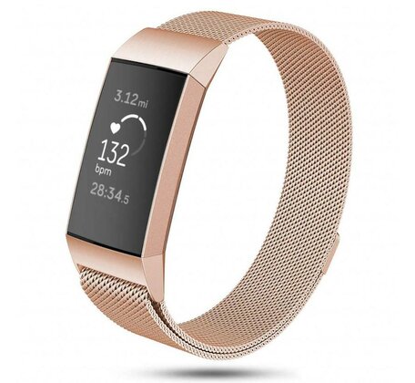 Fitbit Charge 3 & 4 milanaise Armband - Größe: Groß - Champagner Gold