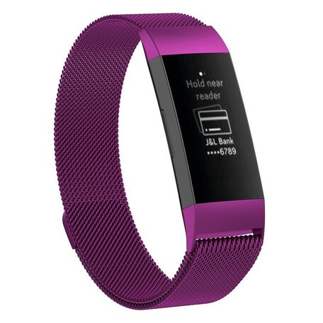 Fitbit Charge 3 & 4 milanaise Armband - Größe: Groß - Lila