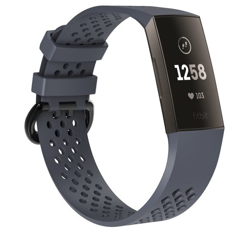 Fitbit Charge 3 & 4 Sportband - Größe: Groß - Grau/Blau