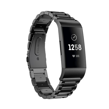 Fitbit Charge 3 & 4 Metallband - Schwarz