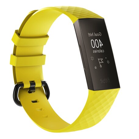 Fitbit Charge 3 & 4 Silikonband mit Rautenmuster - Größe: Groß - Gelb