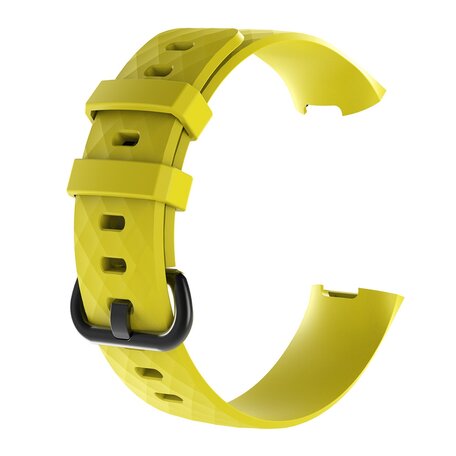 Fitbit Charge 3 & 4 Silikonband mit Rautenmuster - Größe: Groß - Gelb