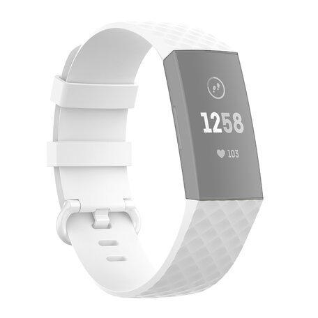 Fitbit Charge 3 & 4 Silikonband mit Rautenmuster - Größe: Groß - Weiß