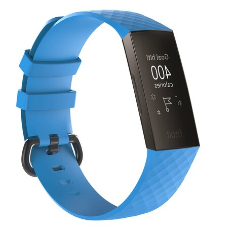 Fitbit Charge 3 & 4 Silikonband mit Rautenmuster - Größe: Large - hellblau