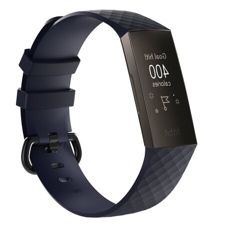 Fitbit Charge 3 & 4 Silikonband mit Diamantmuster - Größe: Groß - Blau