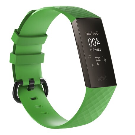 Fitbit Charge 3 & 4 Silikonband mit Rautenmuster - Größe: Groß - Grün