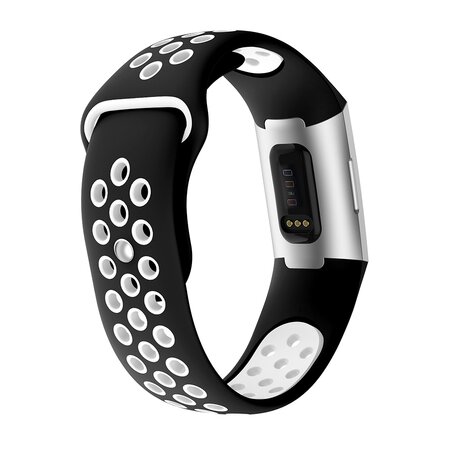 Fitbit Charge 3 & 4 Silikon DOT Band - Weiß/Schwarz Größe: Klein