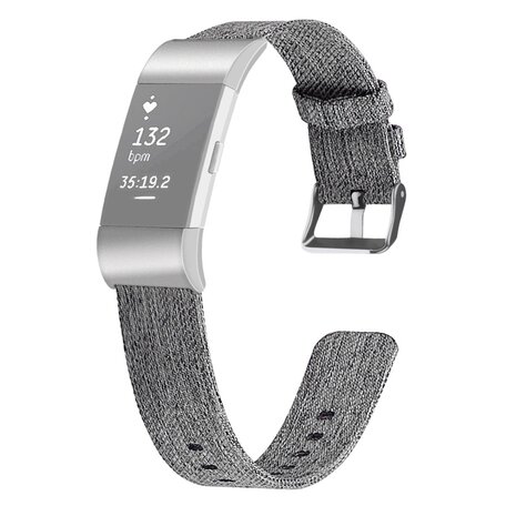 Fitbit Charge 2 Canvas-Armband - Größe: Groß - Grau