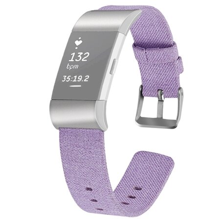 Fitbit Charge 2 Canvas-Armband - Größe: Groß - Flieder