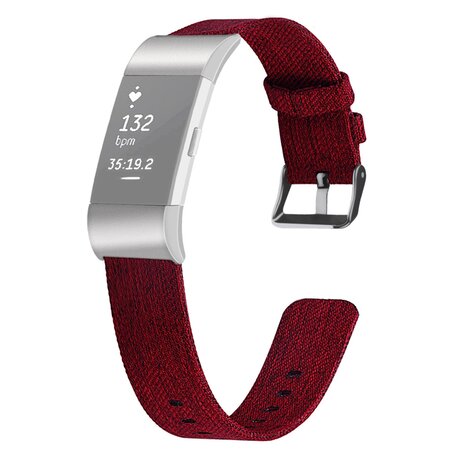 Fitbit Charge 2 Canvas-Armband - Größe: Groß - Rot