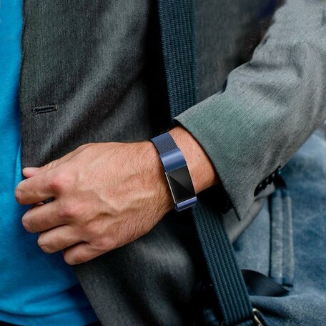 Fitbit Charge 2 milanaise Armband - Größe: Groß - Blau