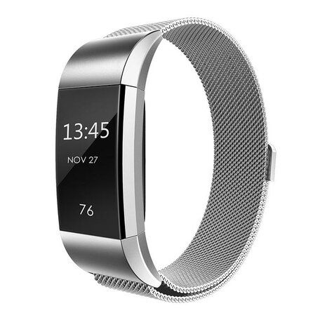 Fitbit Charge 2 milanaise Armband - Größe: Groß - Silber