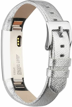 Lederband Fitbit Alta - Silber