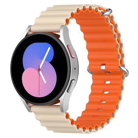 Samsung Galaxy Watch 4 - 40mm & 44mm - Ocean Style Armband - Beige / orange