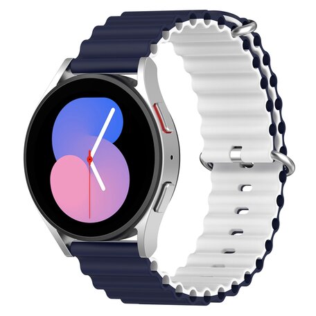 Samsung Galaxy Watch 4 - 40mm & 44mm - Ocean Style Armband - Dunkelblau / Weiß