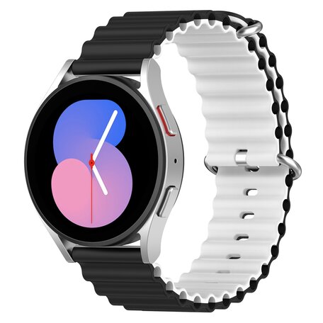 Samsung Galaxy Watch 4 - 40mm & 44mm - Ocean Style Armband - Schwarz / weiß