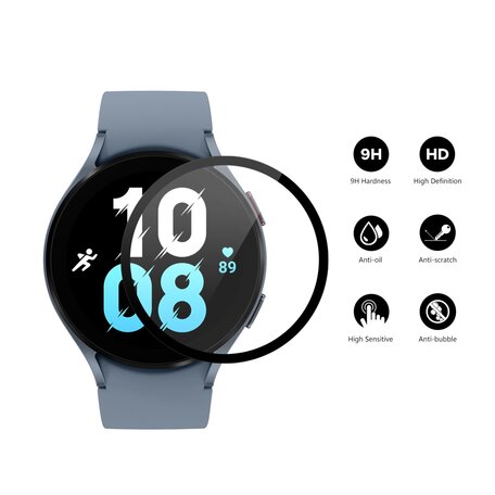 Displayschutzfolie aus gehärtetem Glas - Vollständige Abdeckung - Geeignet für die Samsung Galaxy Watch 5 - 44mm