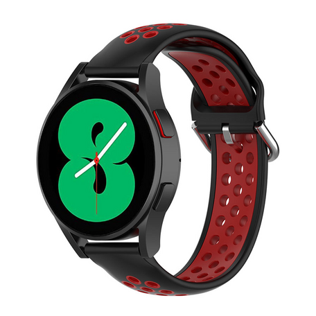 Samsung Galaxy Watch 4 - 40mm / 44mm - Silikon-Sportarmband mit Schnalle - Schwarz + Rot