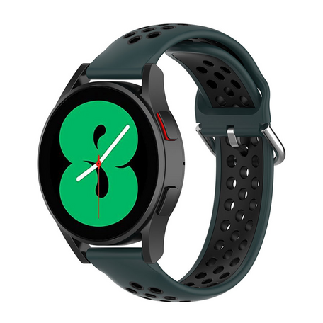 Samsung Galaxy Watch 4 - 40mm / 44mm - Silikon-Sportarmband mit Schnalle - Dunkelgrün + Schwarz