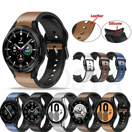 Samsung Galaxy Watch 4 Classic - 42mm & 46mm - 2 in 1 Silikon/Lederband - Braun