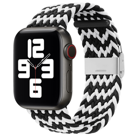Geflochtenes Armband - Schwarz / Weiß - Geeignet für Apple Watch 38mm / 40mm / 41mm