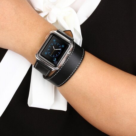 Kakapi Double Strap Armband - Schwarz - Geeignet für Apple Watch 42mm / 44mm / 45mm / 49mm