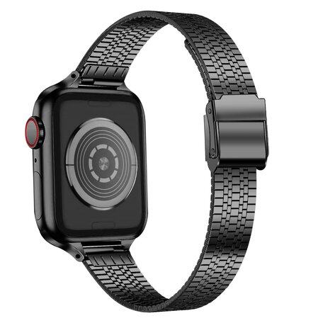 Edelstahl Slim Fit Armband - Schwarz - Geeignet für Apple Watch 42mm / 44mm / 45mm / 49mm